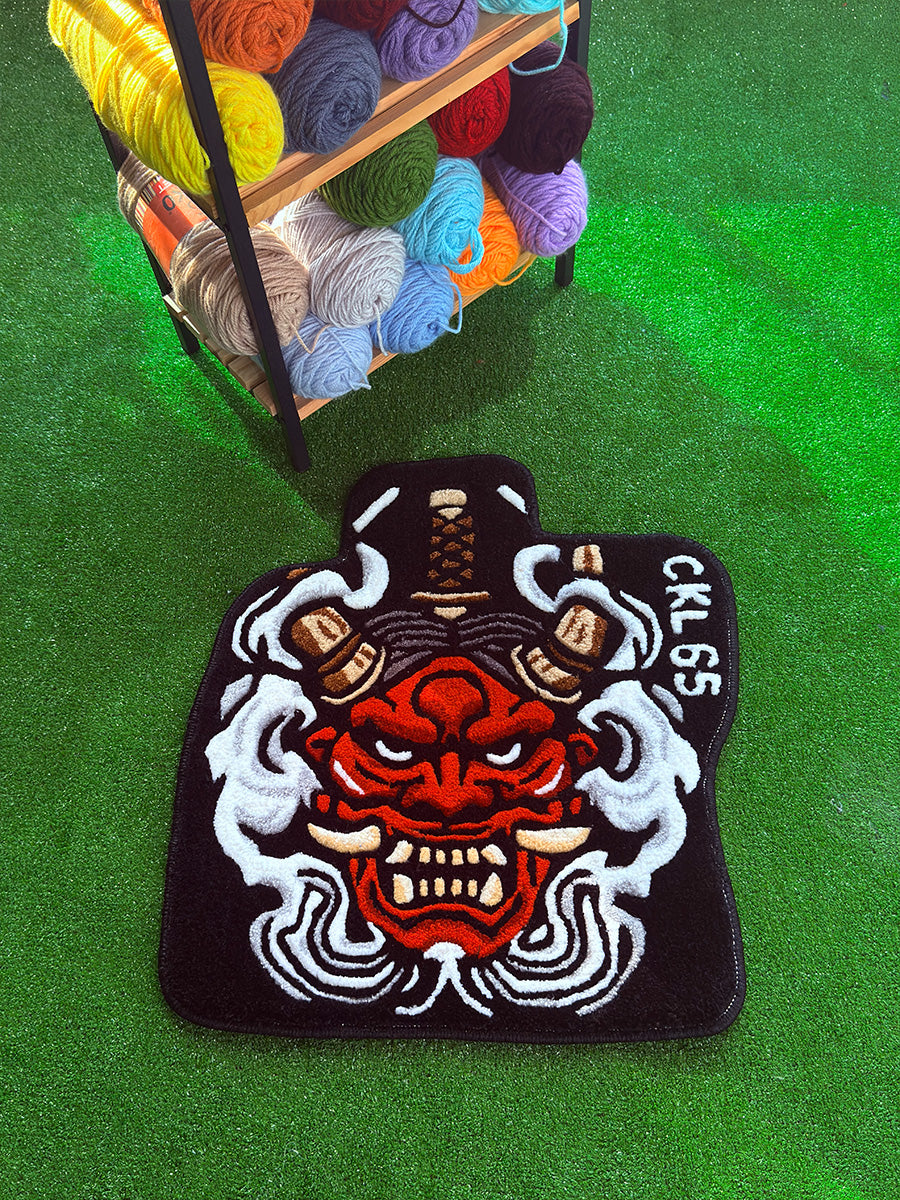 Onix Oni Mask Custom Car Mat & Handmade Tufted Rug