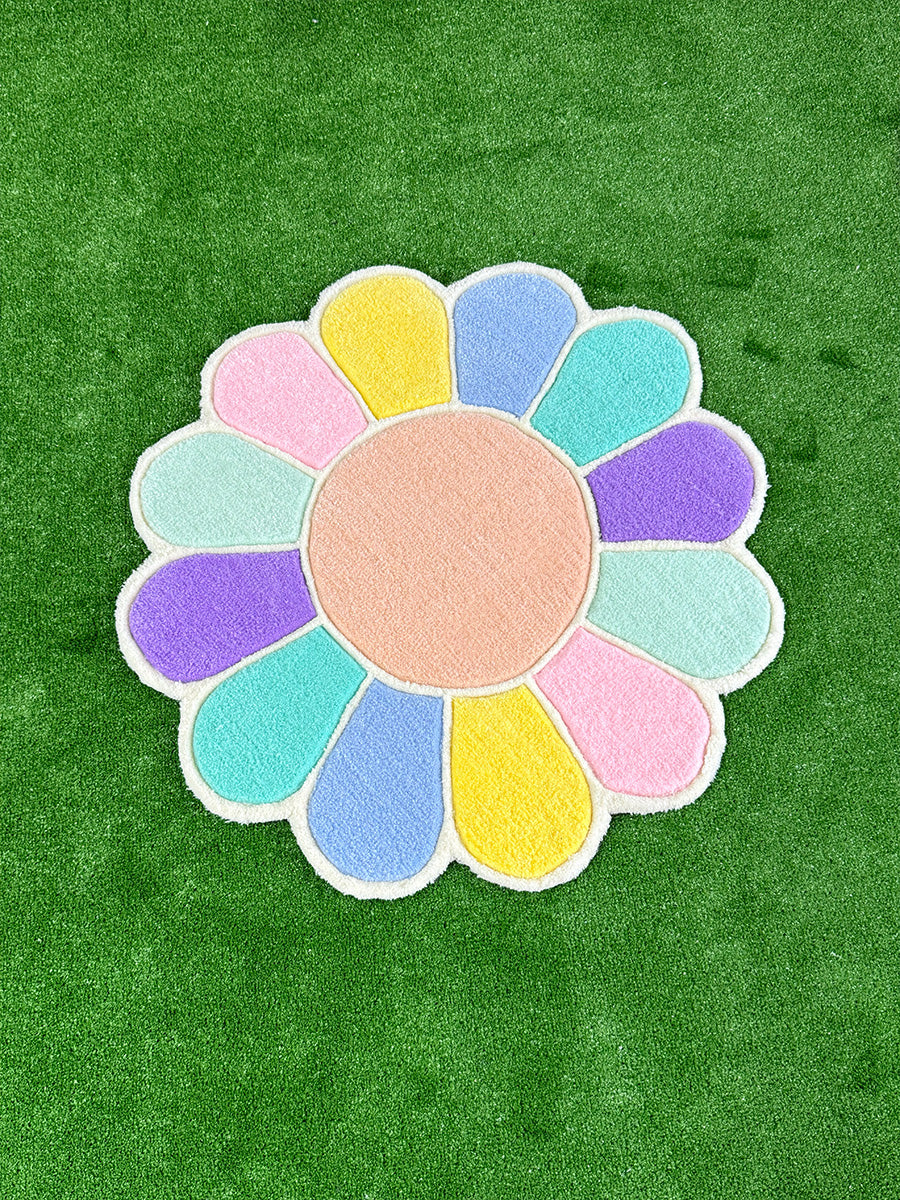 Pastel Daisy Flower Handmade Tufted Rug & Wall Art
