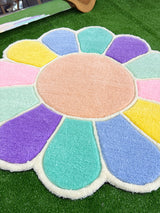 Pastel Daisy Flower Handmade Tufted Rug & Wall Art