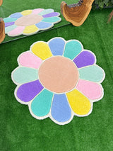 Pastel Daisy Flower Handmade Tufted Rug & Wall Art