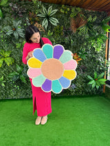 Pastel Daisy Flower Handmade Tufted Rug & Wall Art