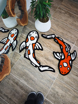 Yin Yang Koi Fish Set Handmade Tufted Rug & Wall Art