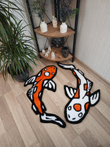 Yin Yang Koi Fish Set Handmade Tufted Rug & Wall Art