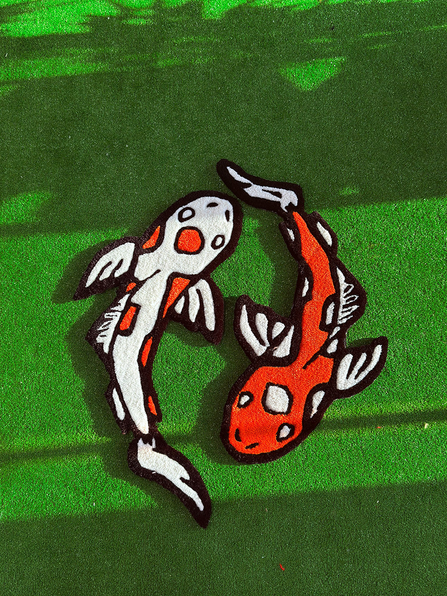 Yin Yang Koi Fish Set Handmade Tufted Rug & Wall Art